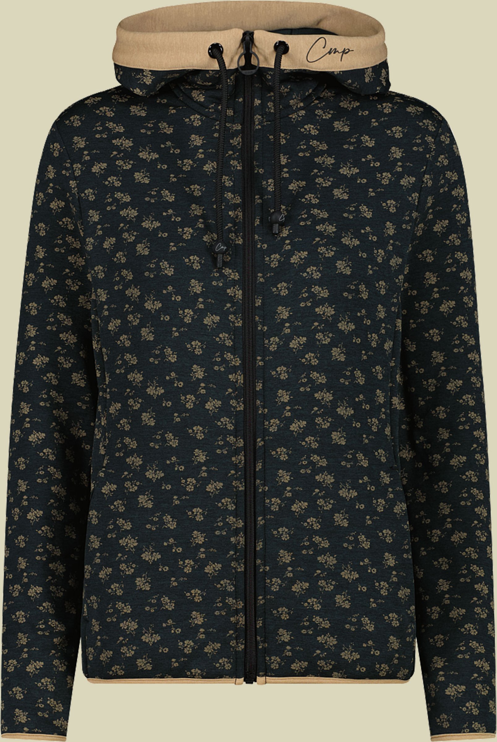 Woman Jacket Fix Hood Printed Stretch Performance 40 mehrfarbig - Farbe nero melange cookie