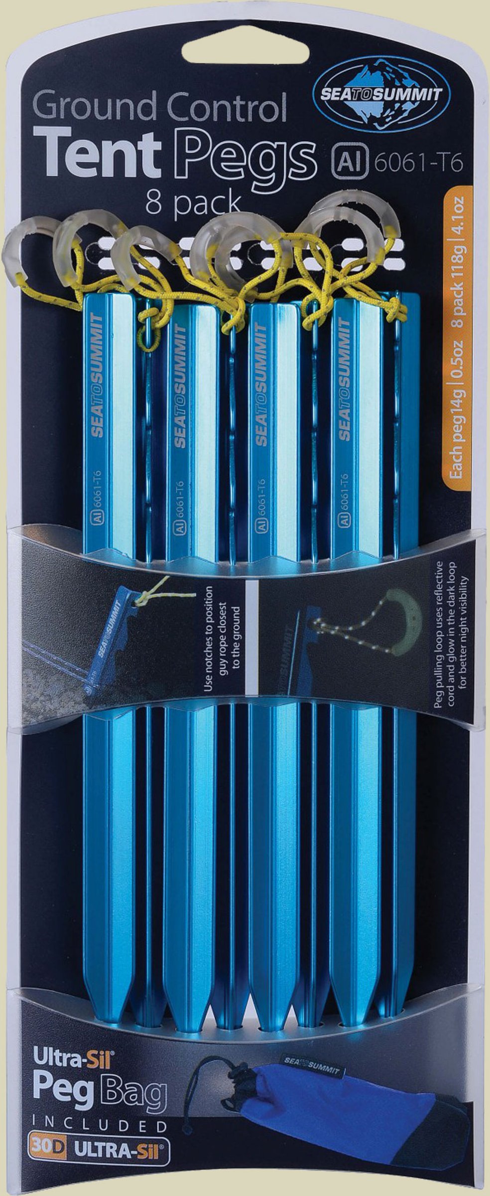 Ground Control Tent Pegs 8-er Packung Farbe blue