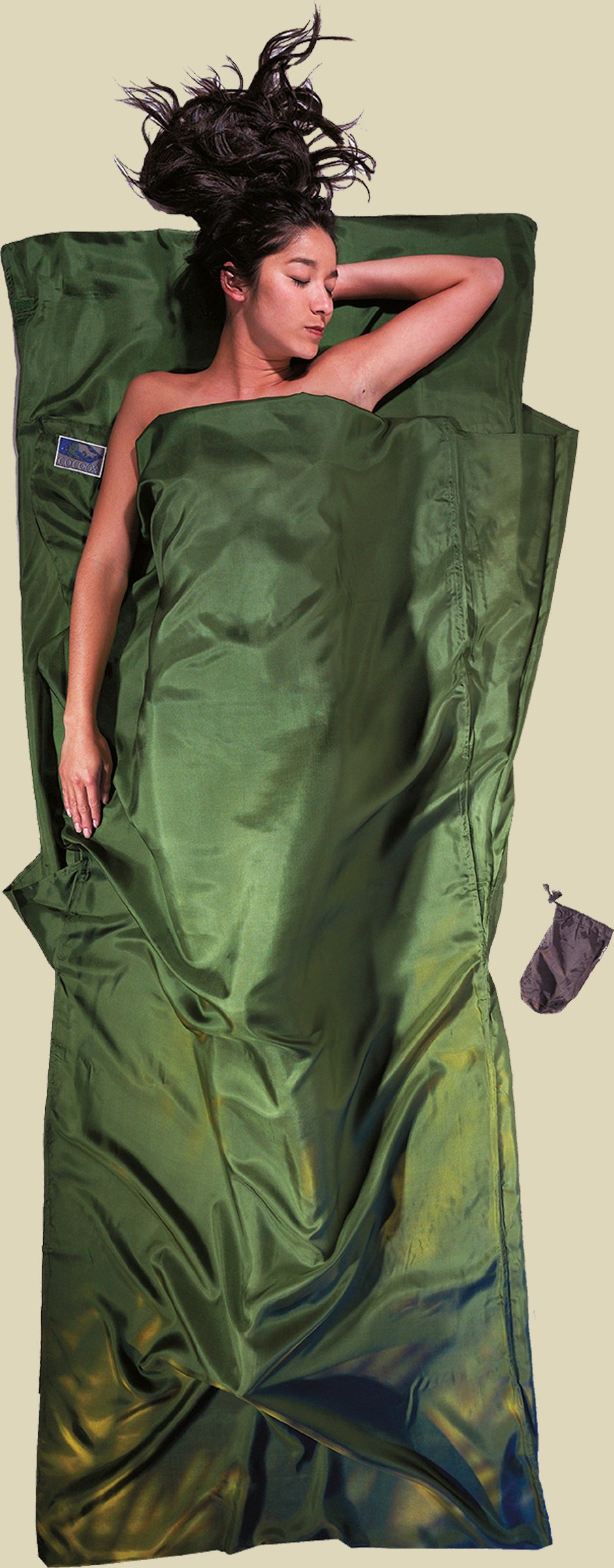 TravelSheet Seide Größe 220 x 90 cm Farbe dark olive green