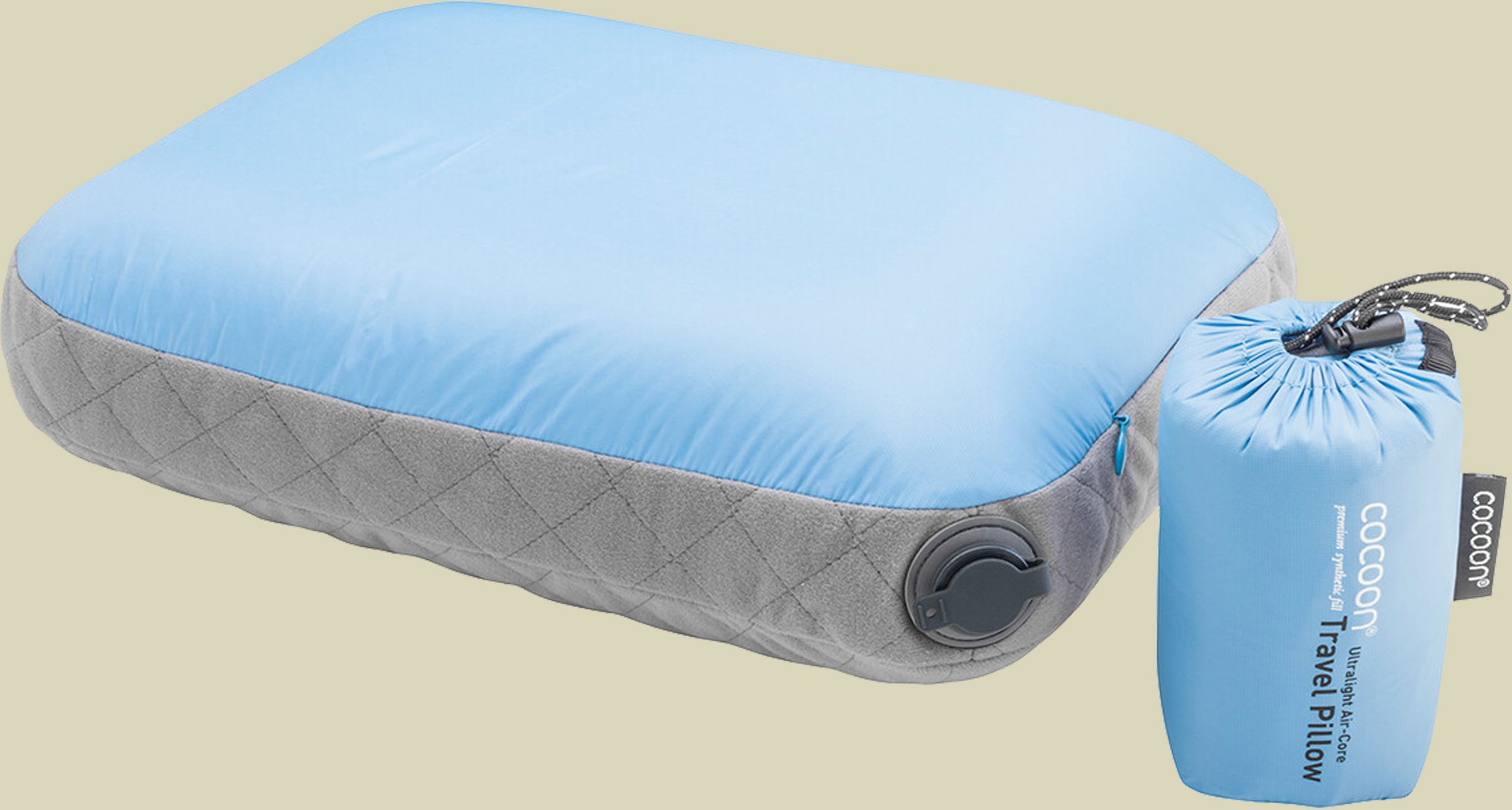 Air-Core Pillow Ultralight Größe 28 cm x 38 cm Farbe light blue/grey
