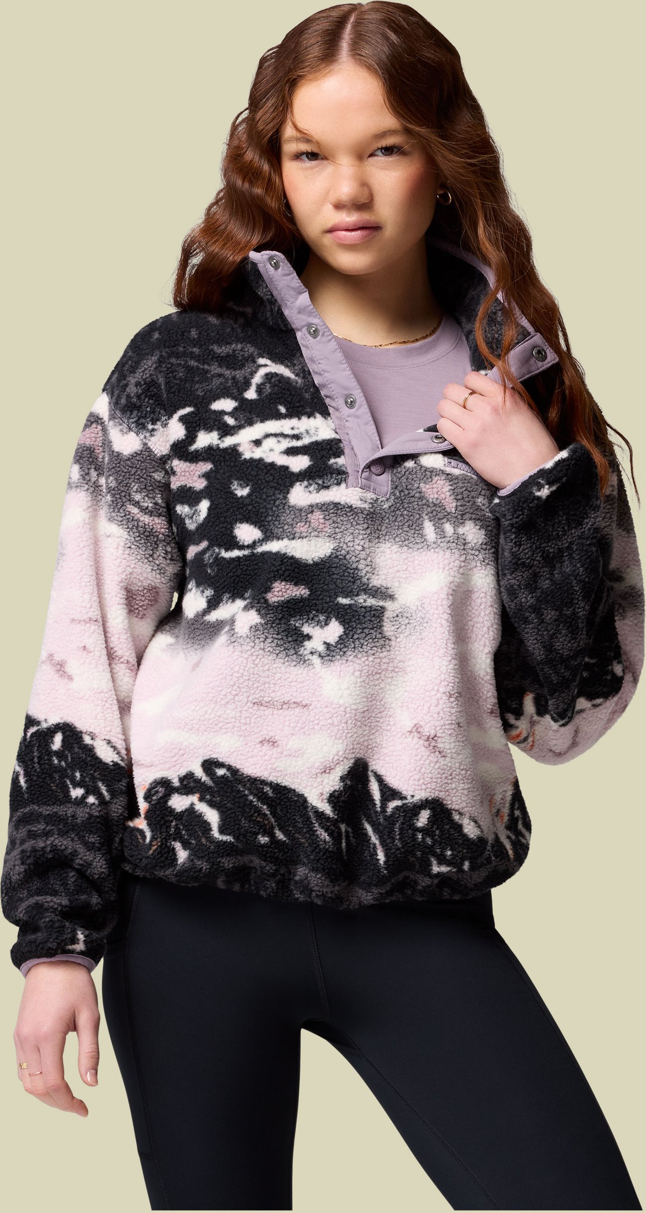 Helvetia II Printed Cropped Half Snap Women L mehrfarbig dunkelbraun - Farbe shale purple sisters