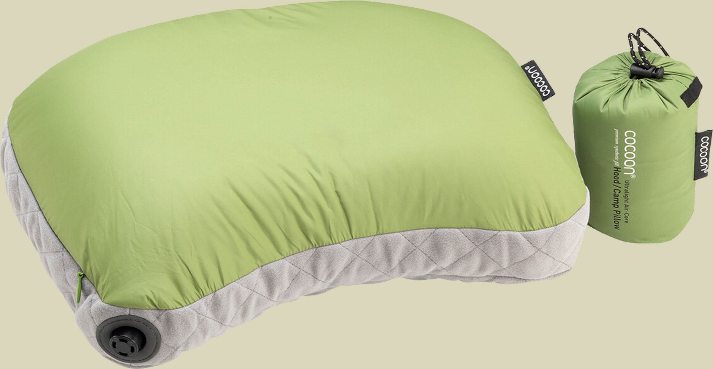 Air-Core Hood / Camp Pillow Größe 28 x 37 cm Farbe wasabi/grey