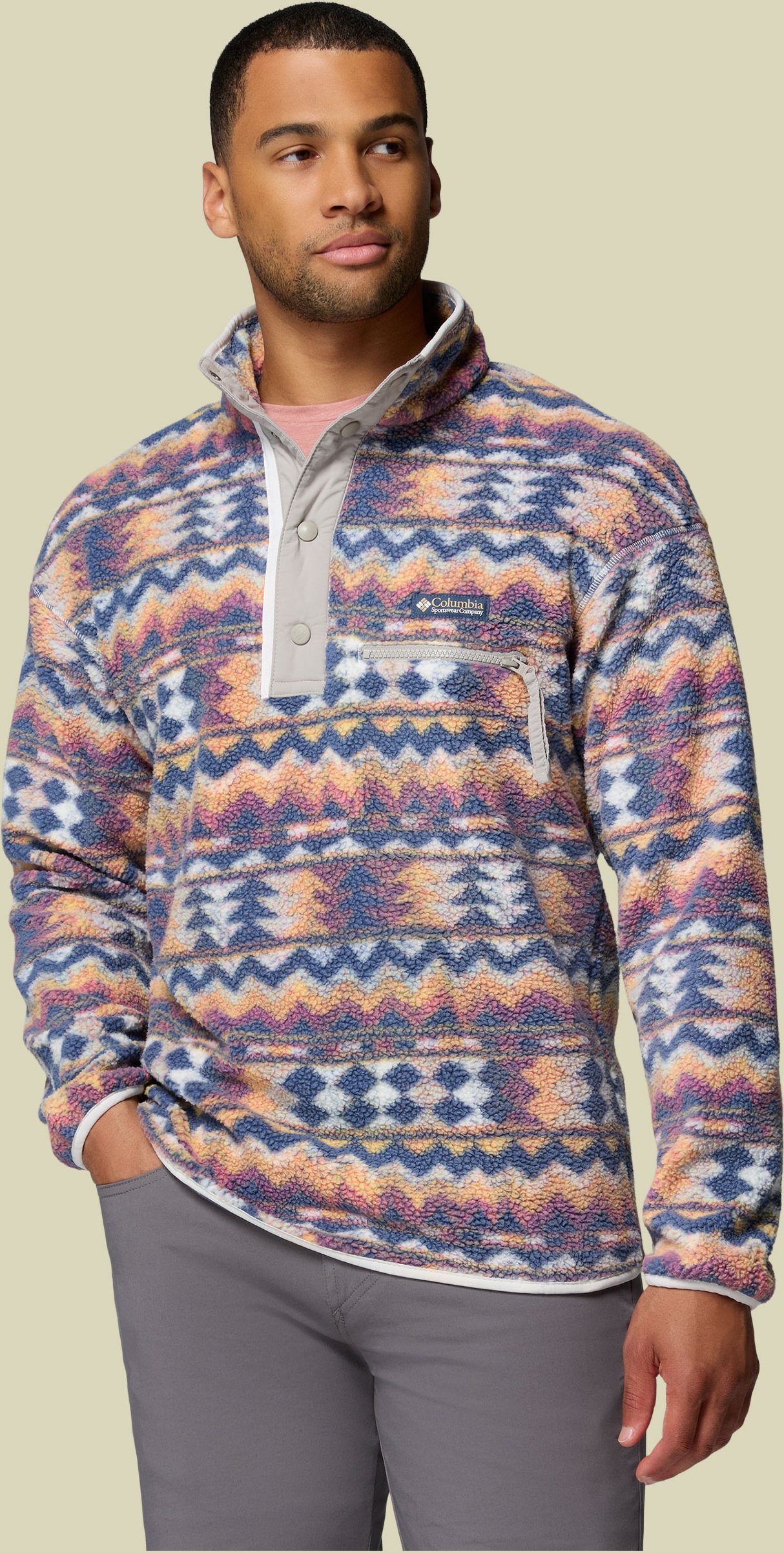 Helvetia II Printed Half Snap Fleece Men S mehrfarbig weiß - sea salt,retrotree