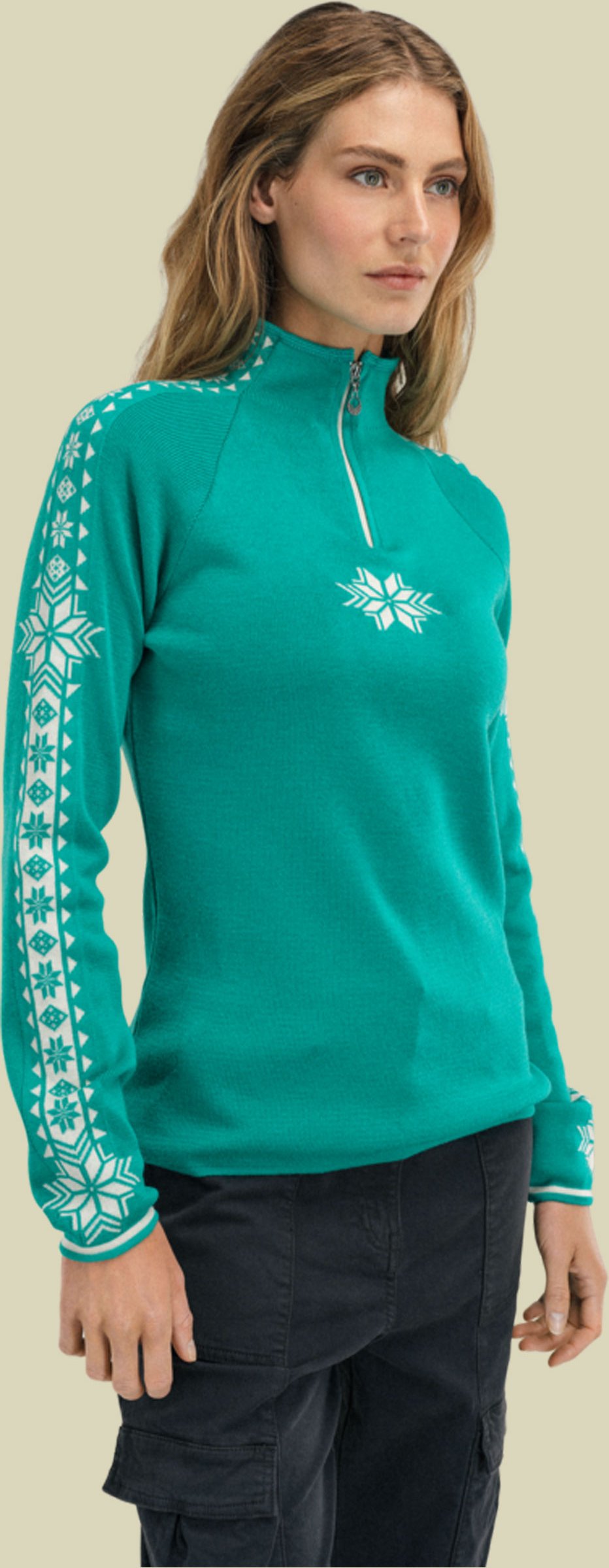 Geilo Sweater Women L türkis - Farbe peacock offwhite