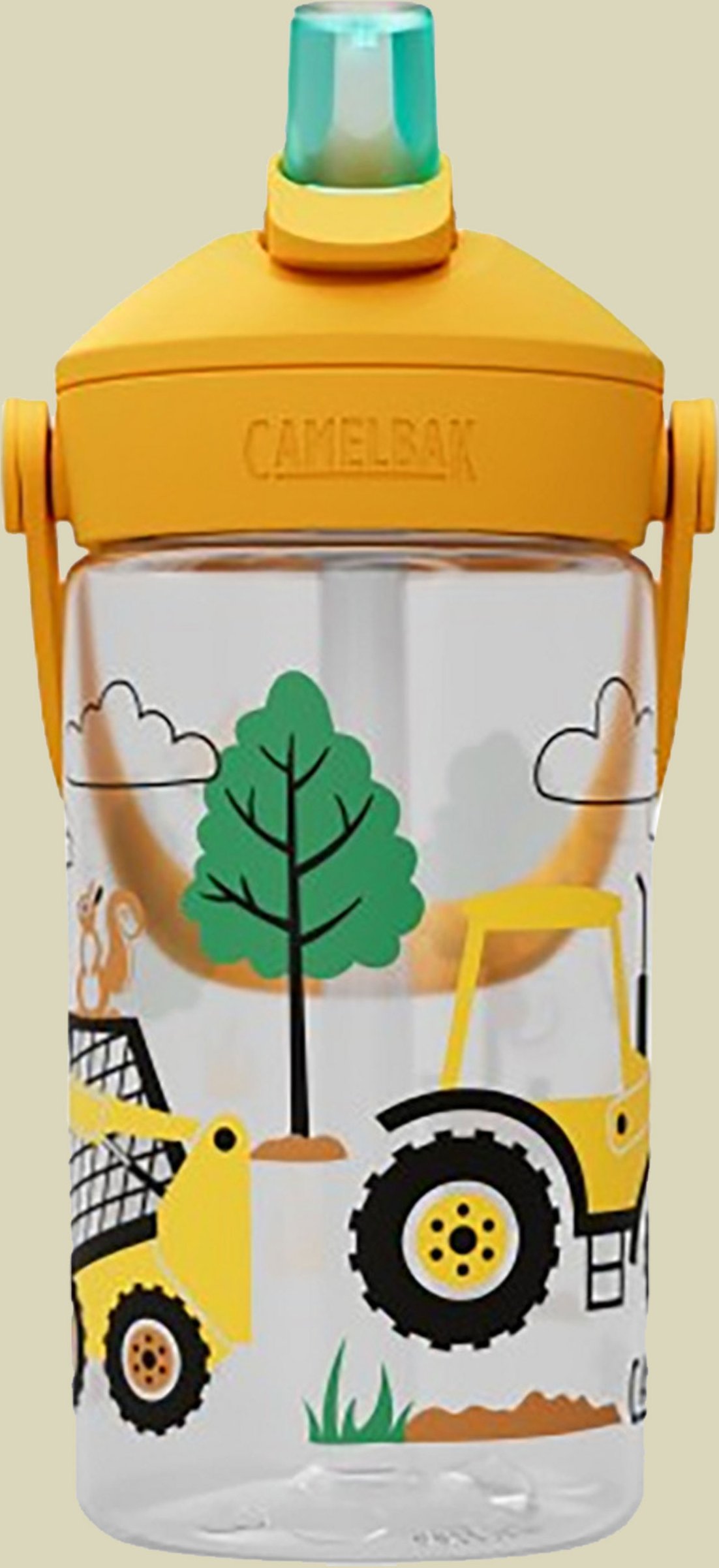 Thrive Flip Straw Kids 0,4 L gelb - tractors and trees