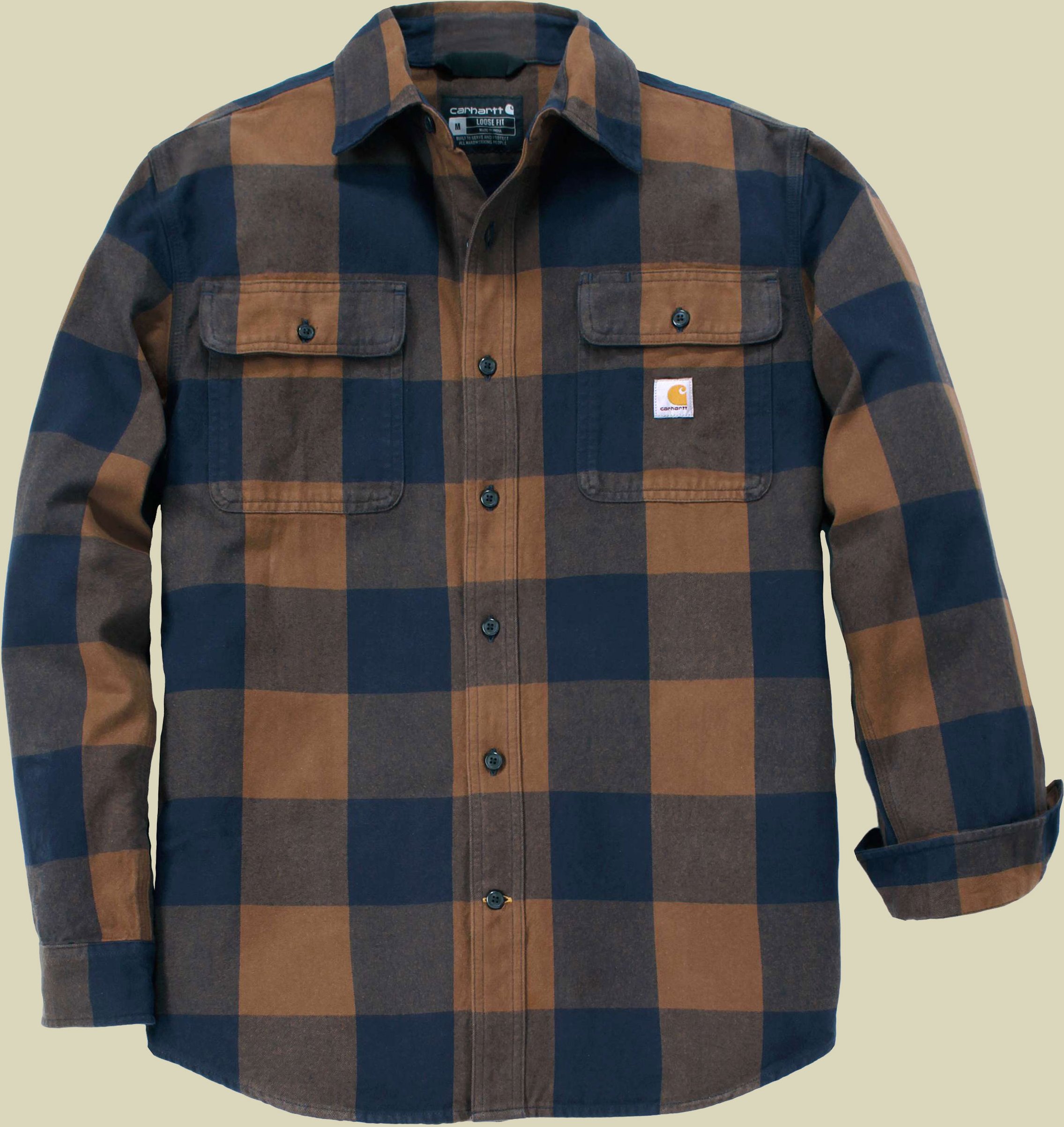 Loose Fit Heavyweight Flannel Long-Sleeve Plaid Shirt S braun - red duck