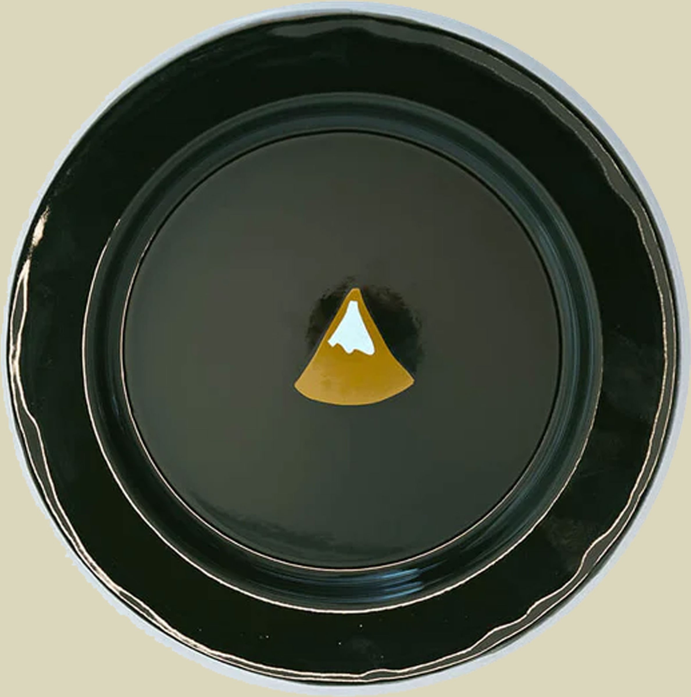 Emaille Teller one size grün - Farbe dunkelgrün / türkis mit Berg