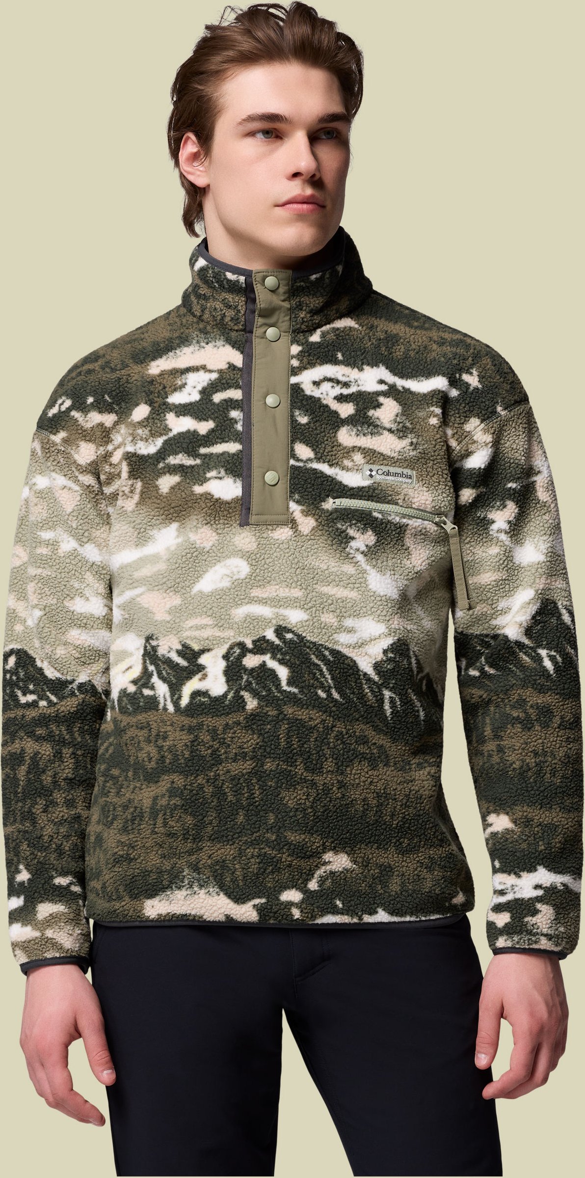 Helvetia II Printed Half Snap Fleece Men L mehrfarbig dunkelbraun - Farbe safari sisters