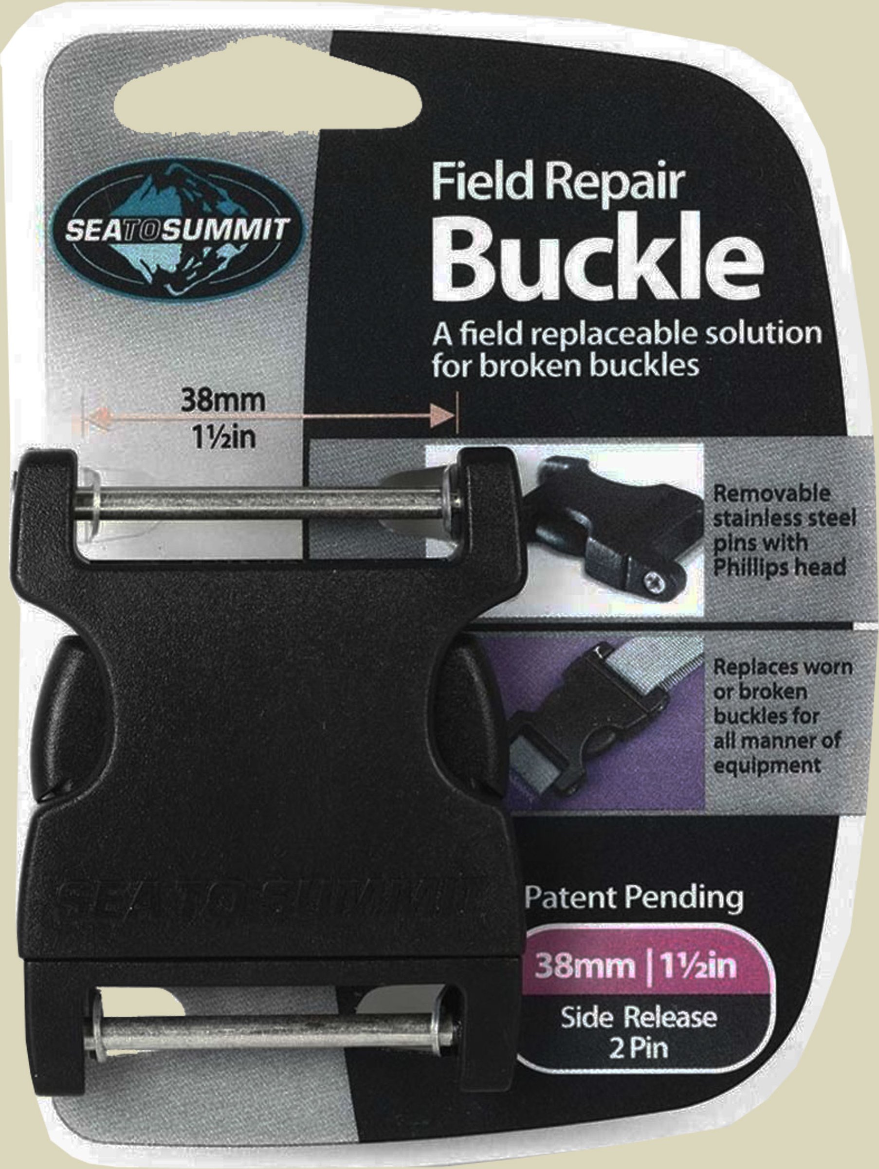 Field Repair Buckle Side Release 38 mm (2 Pin) für Gurtbänder bis 38 mm