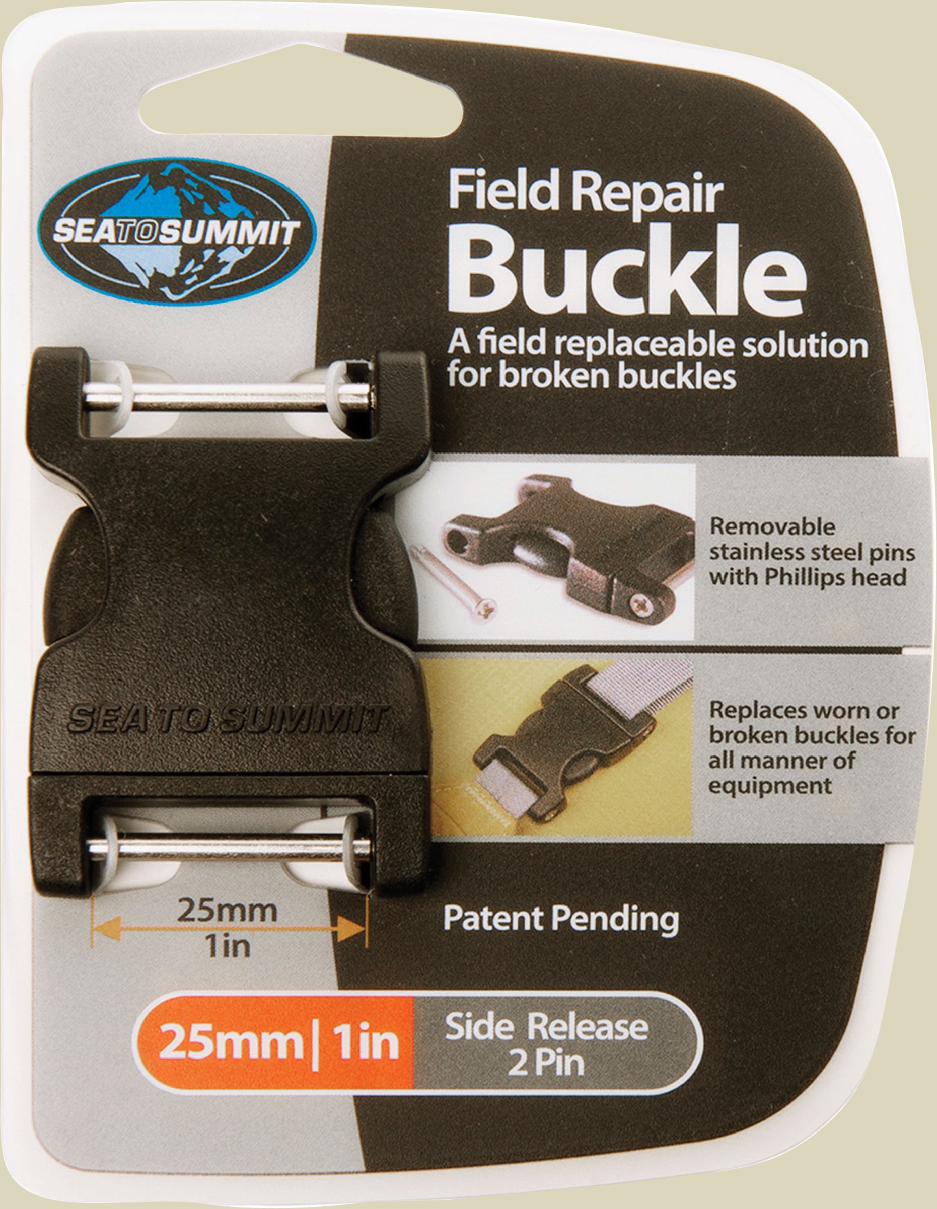 Field Repair Buckle Side Release 25 mm (2 Pin) für Gurtbänder bis 25 mm