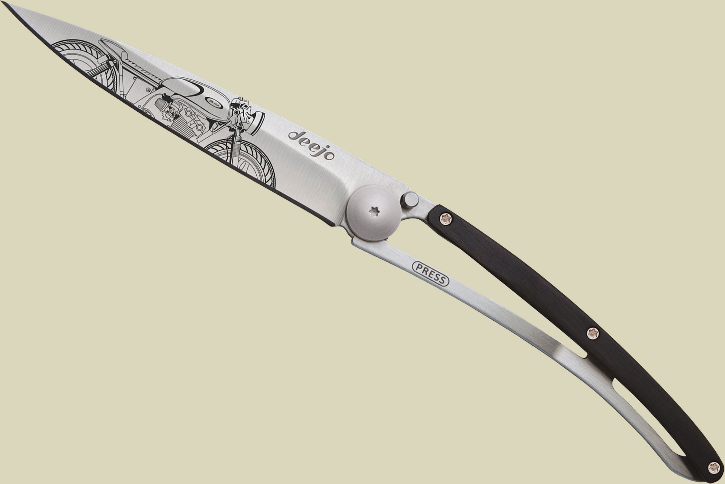 Deejo Taschenmesser 37g Ebenholz Titan Größe one size Farbe Cafe Racer