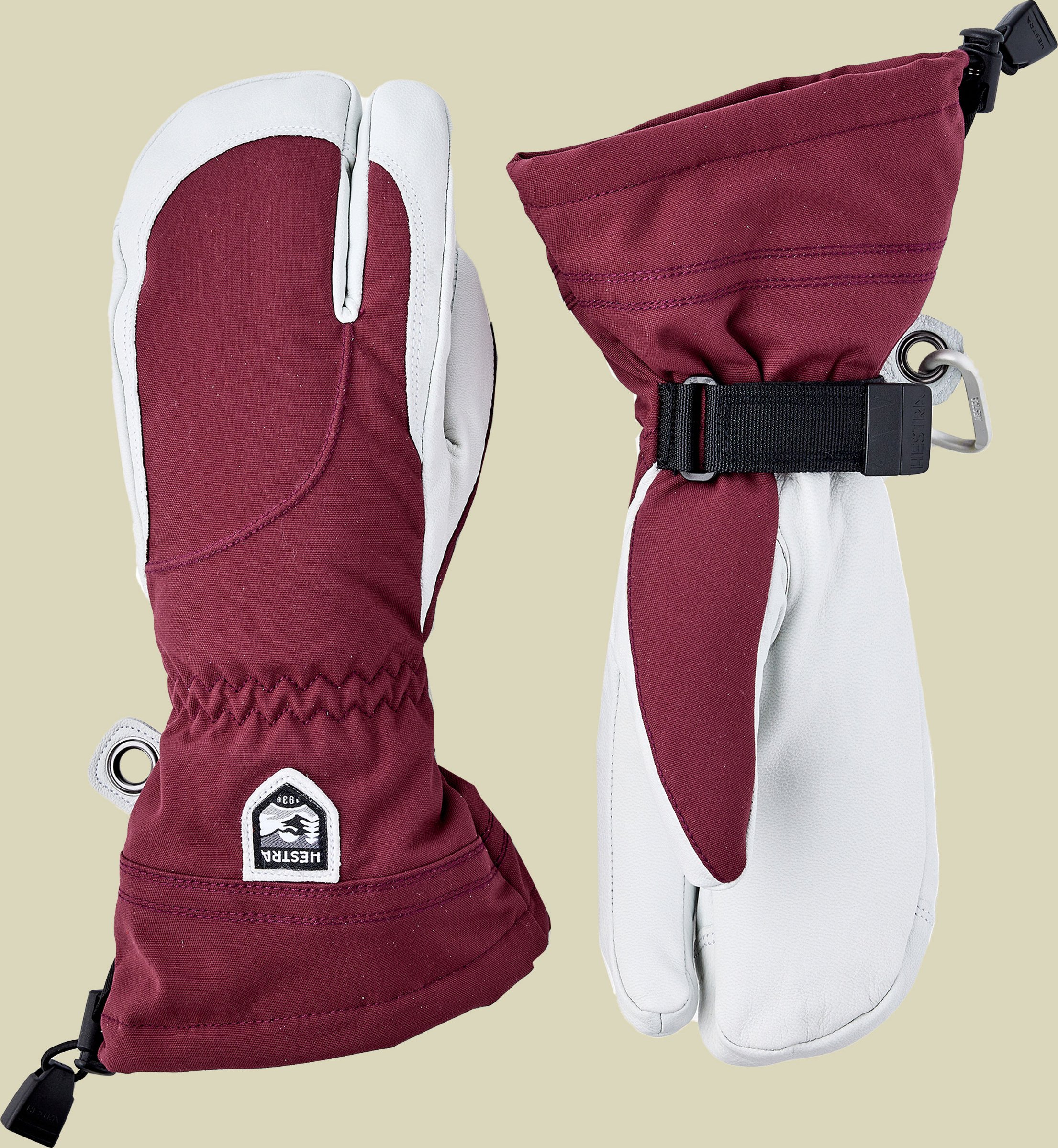 Heli Ski Female 3-Finger rot 9 - bordeaux/offwhite
