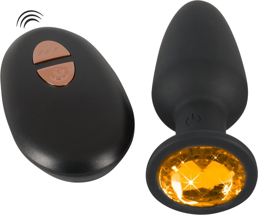 Vibroplug „Butt Plug mit Stein“ mit Fernbedienung, 7,5 cm