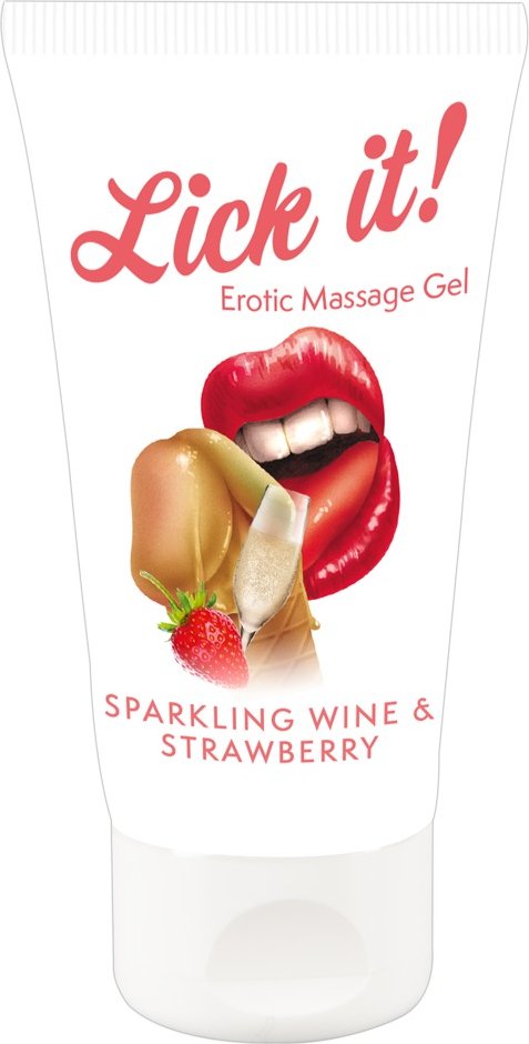 Gel “Erotic Massage Gel Sparkling Wine and Strawberry“ mit Erdbeer-/Sekt-Aroma