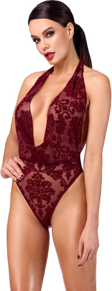 Body „Kink Royal“ mit Samtflockprint-Ornamenten