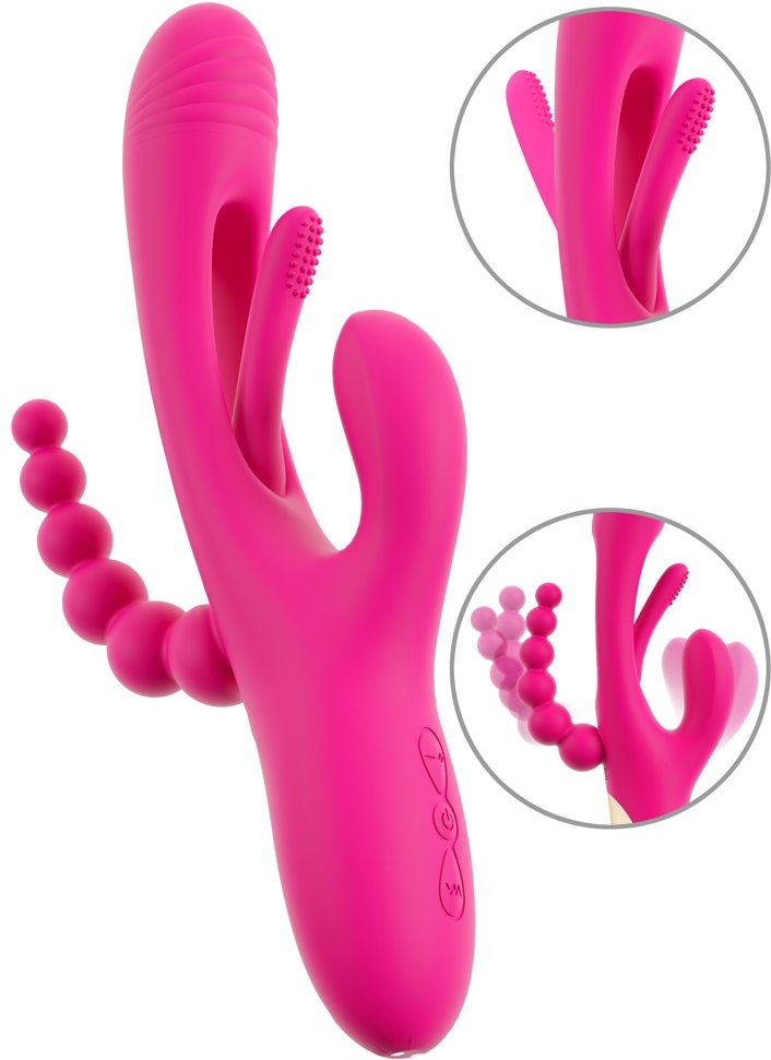 Rabbitvibrator „Triple Vibe With Flicking Tongue“ mit Anal-Stimulator