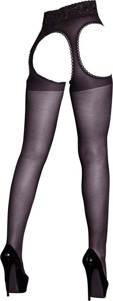 Strapsstrumpfhose mit spitzenbesetzten Cut-outs