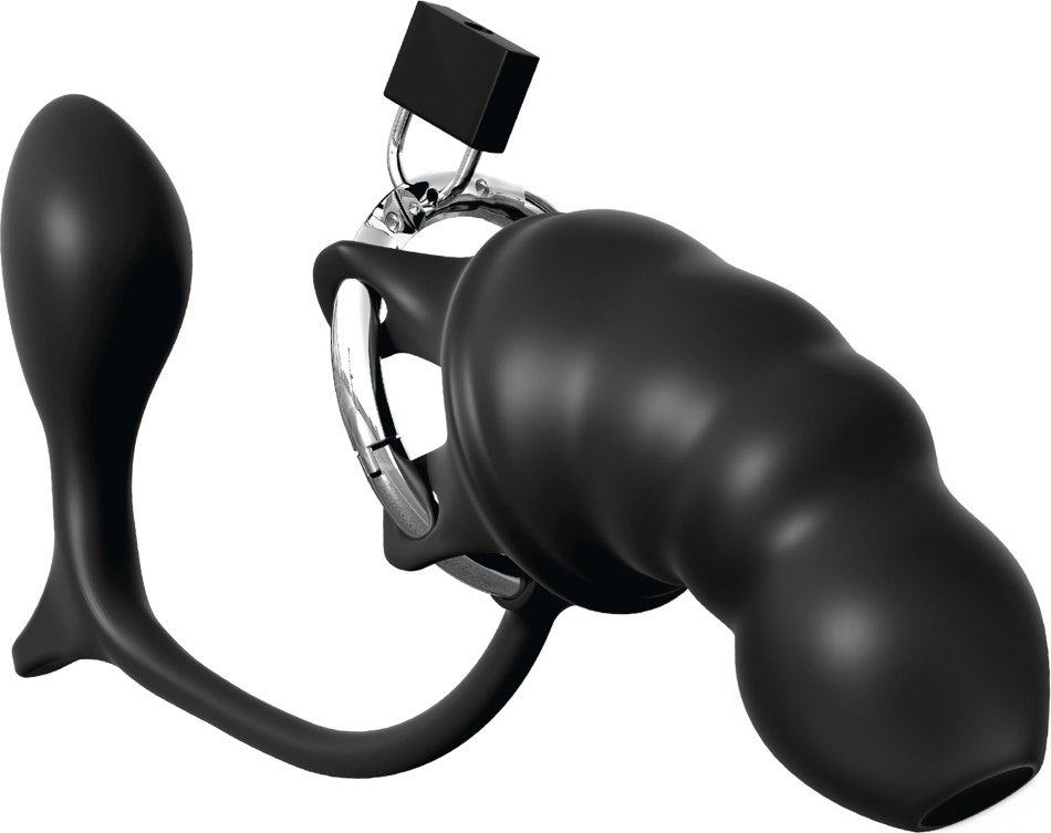 Peniskäfig „Ass-Gasm Cock Blocker“ mit Analplug