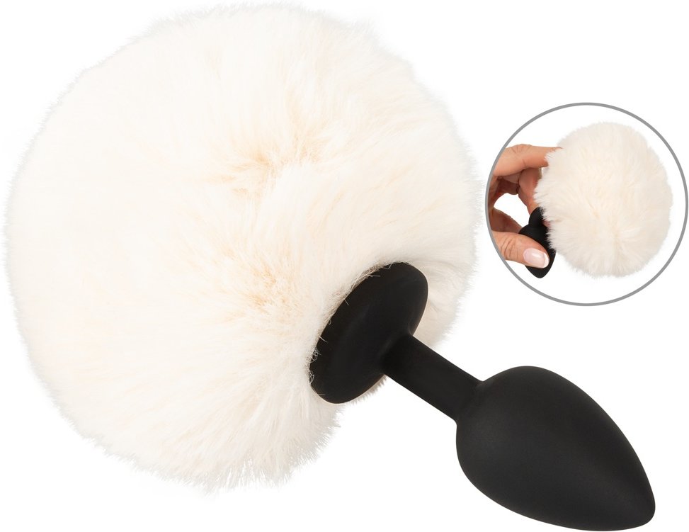 Analplug „fluffy tail size S“ mit Kunstfell-Puschel