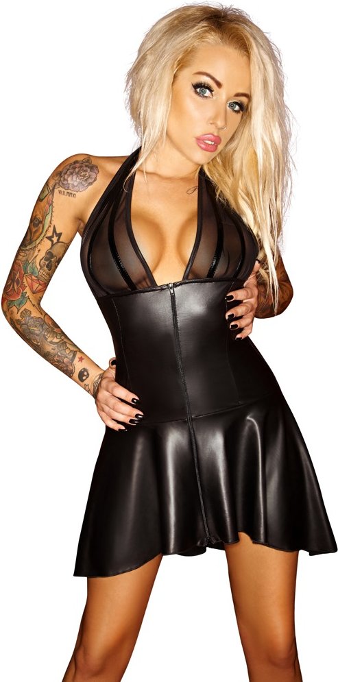 Thumbnail - Minikleid „Immoral Exclusive“ im Powerwetlook mit Powernet und Lack-Details