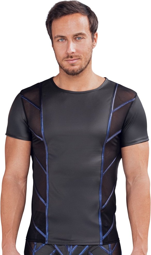 Shirt im stylischen Material-Mix