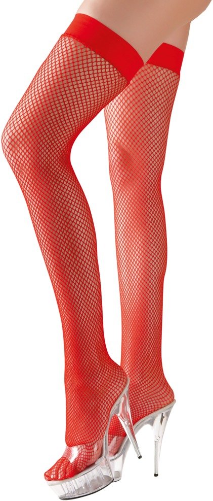 Halterlose Strümpfe aus feinmaschigem Netzmaterial