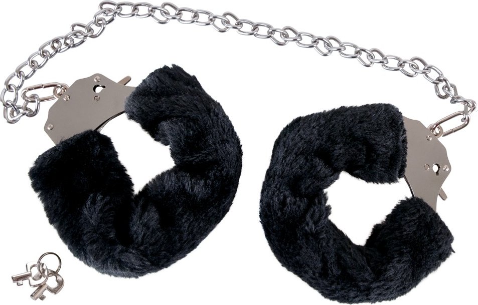 Handschellen „the bigger handcuffs“ mit Plüsch und langer Kette
