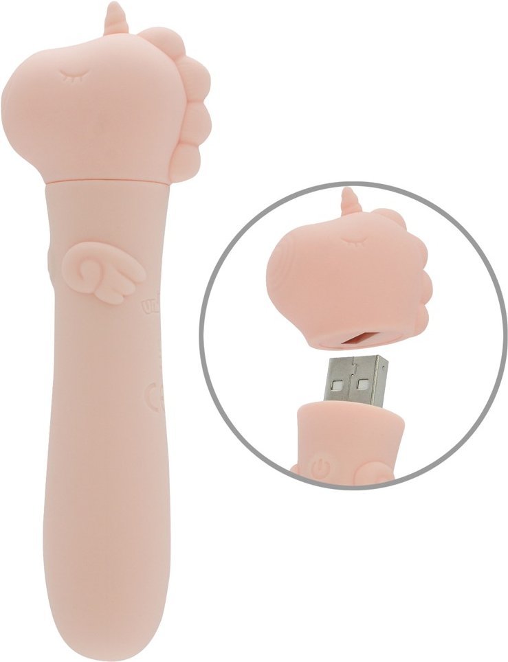 Minivibrator mit USB-Stecker unter’m Einhorn-Köpfchen