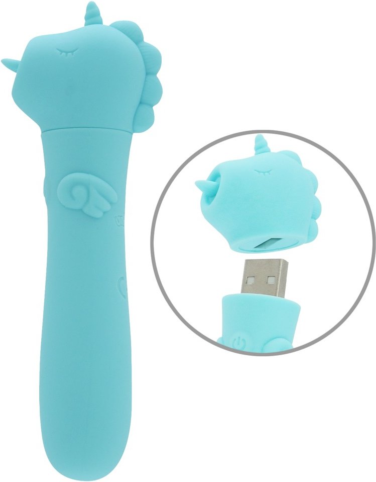 Minivibrator mit USB-Stecker unter’m Einhorn-Köpfchen