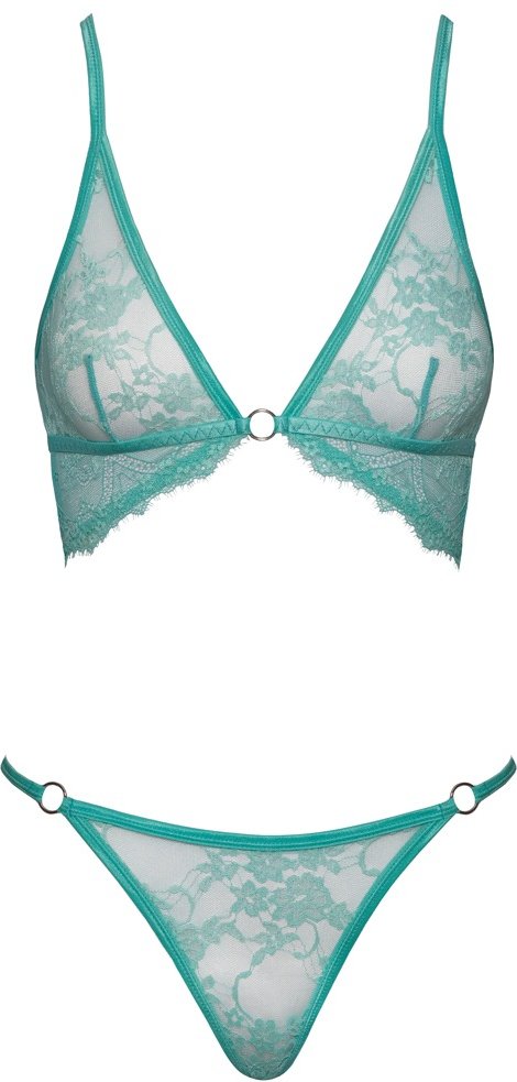 Dessous-Set aus mintfarbener Spitze