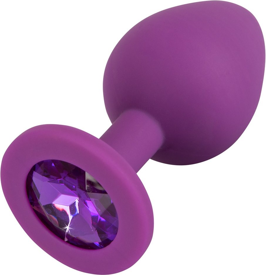 Analplug, lila mit Schmuckstein
