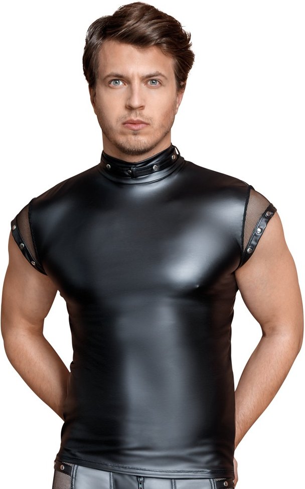 Shirt im Mattlook mit kurzen Netz-Ärmeln