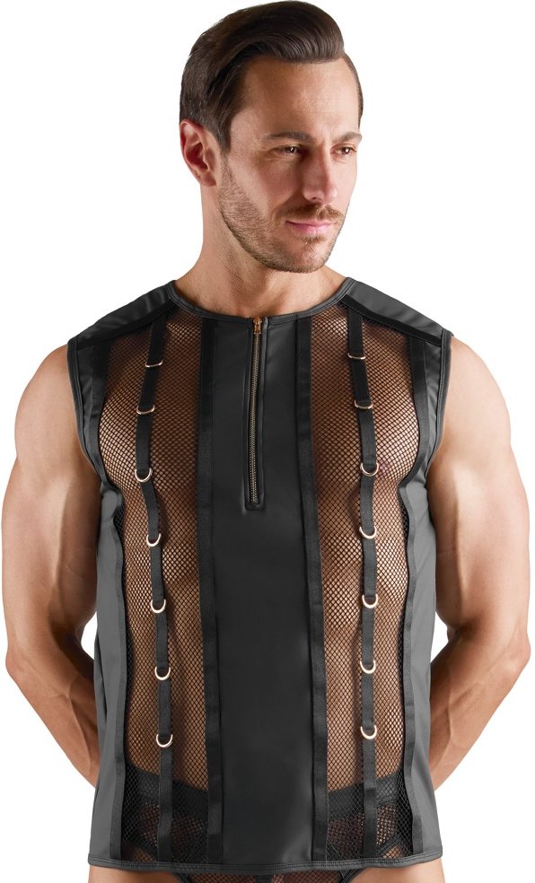 Shirt im stylischen Material-Mix