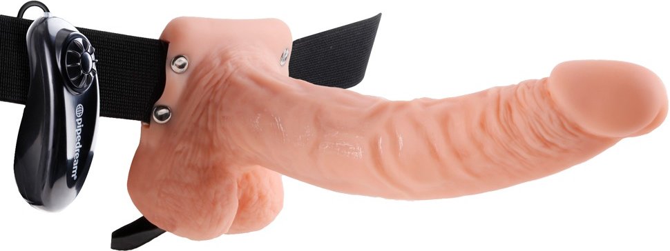 Thumbnail - Umschnallvibrator „9" Vibrating Hollow Strap-on with Balls“, hohl