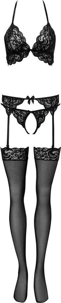 3-teiliges Strapsset aus Spitze inklusive Strümpfe