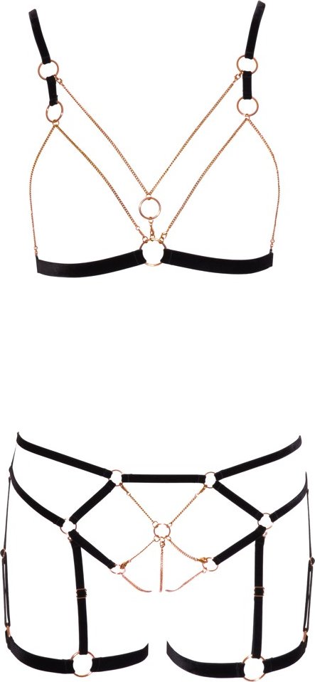 Thumbnail - BH ouvert plus Slip ouvert aus elastischen Samtbändern