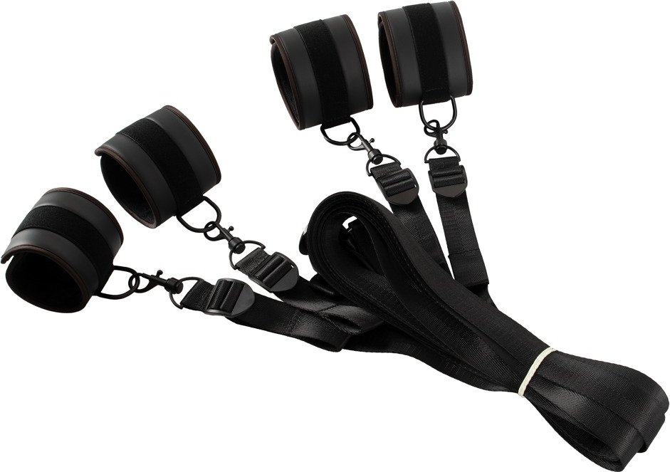 Bettfessel-Set mit Hand- und Fußfesseln in stilvoller Lederoptik