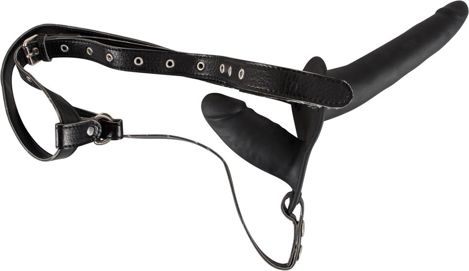 Umschnalldildo „Double Black Silicone“ mit Doppeldildo