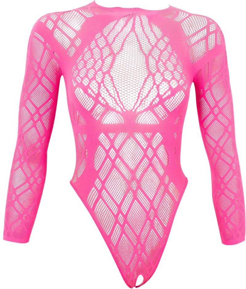 Body ouvert aus weichem Netz mit eingewebten Grafikmuster