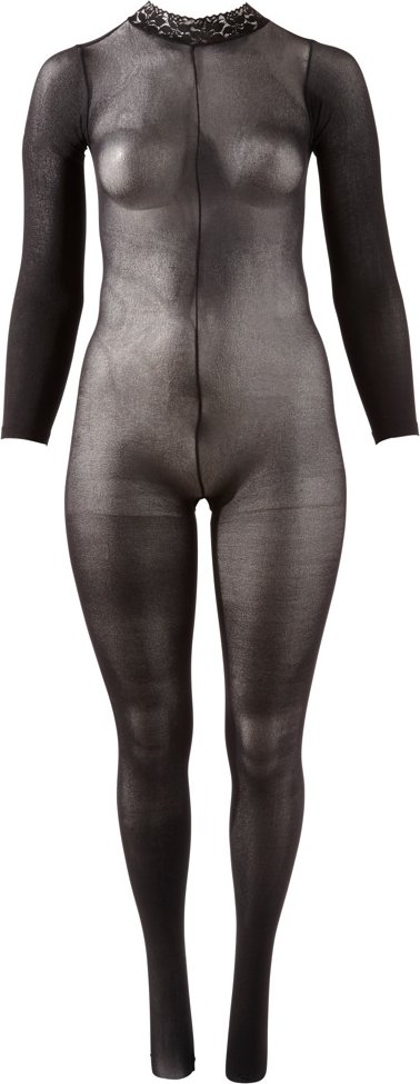 Catsuit mit Spitzenkragen