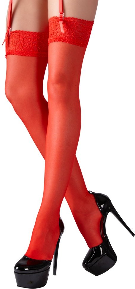 Straps-Strümpfe mit Spitzenrand