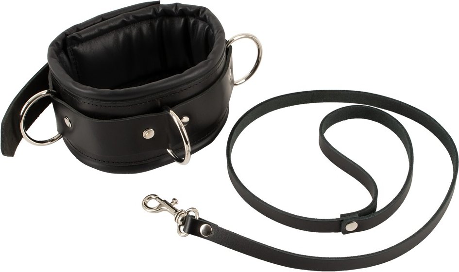 Leder-Halsfessel mit Leder-Leine
