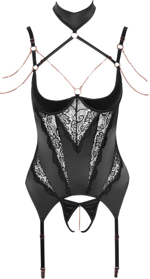 Thumbnail - Strapshemd plus String ouvert, edler Mix aus Stretch-Satin und Spitze