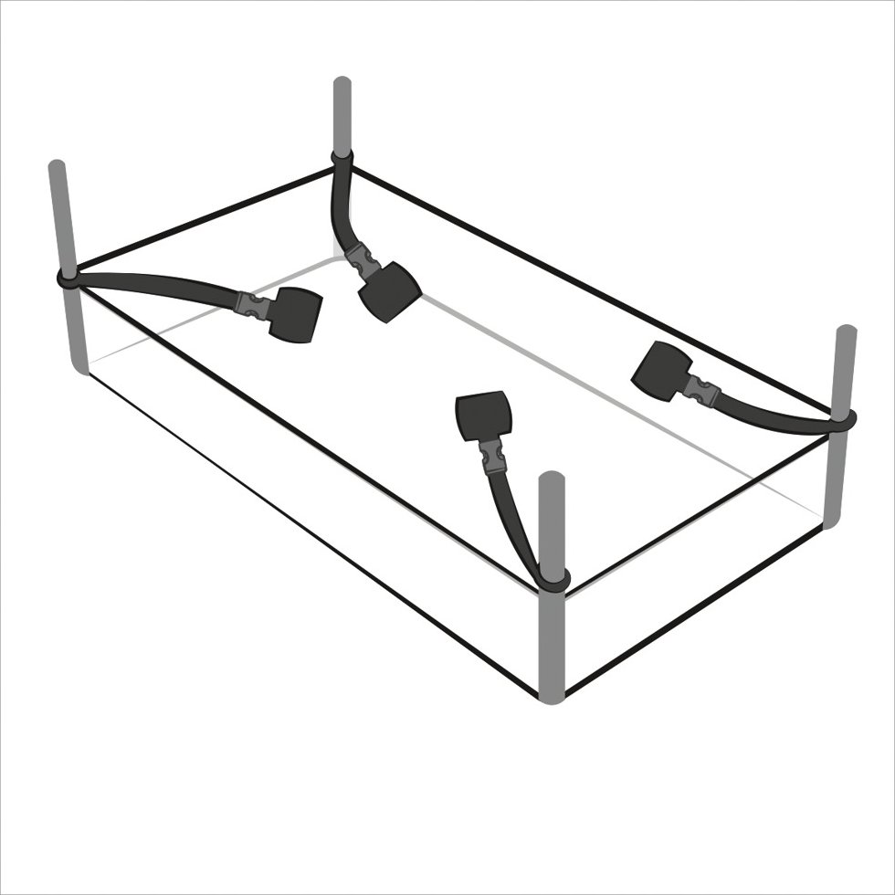 7-teiliges Bettfessel-Set mit Bondage-Schal aus Satin