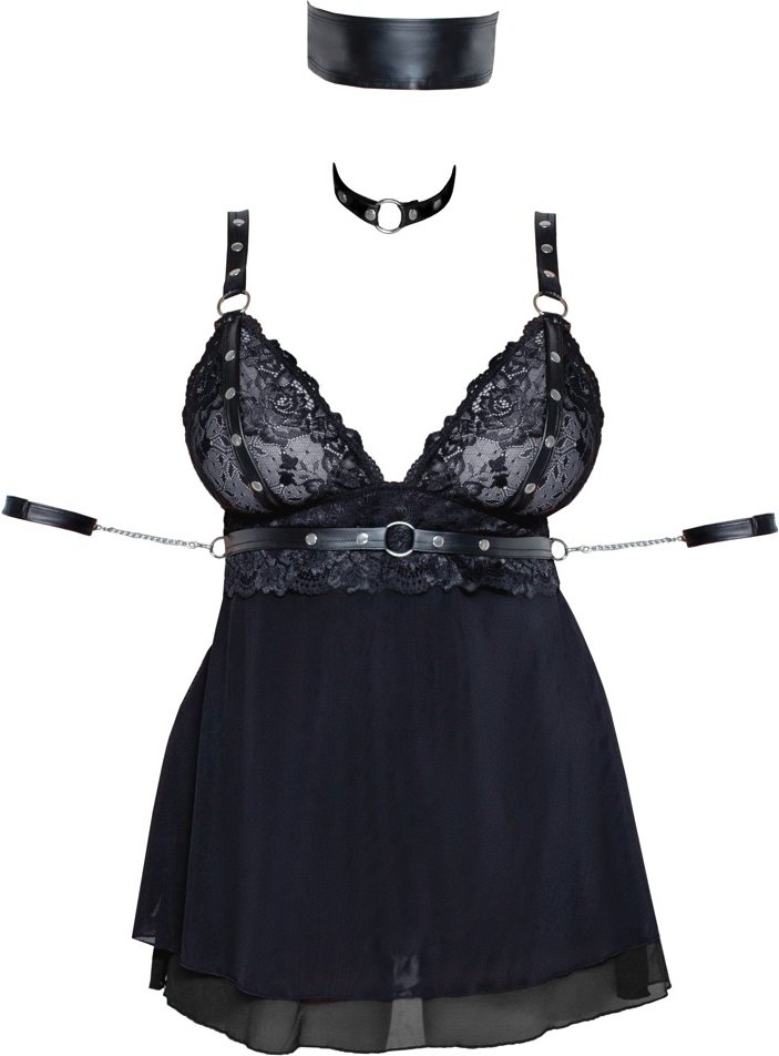 Babydoll plus Bondage-Schal, Halsband und Armfesseln