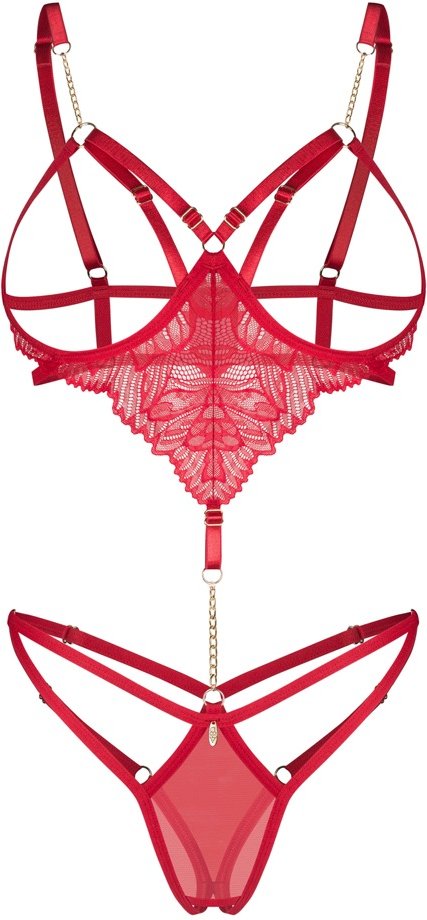 Ouvert-Body „Matildea“ mit Spitze und Kettchen