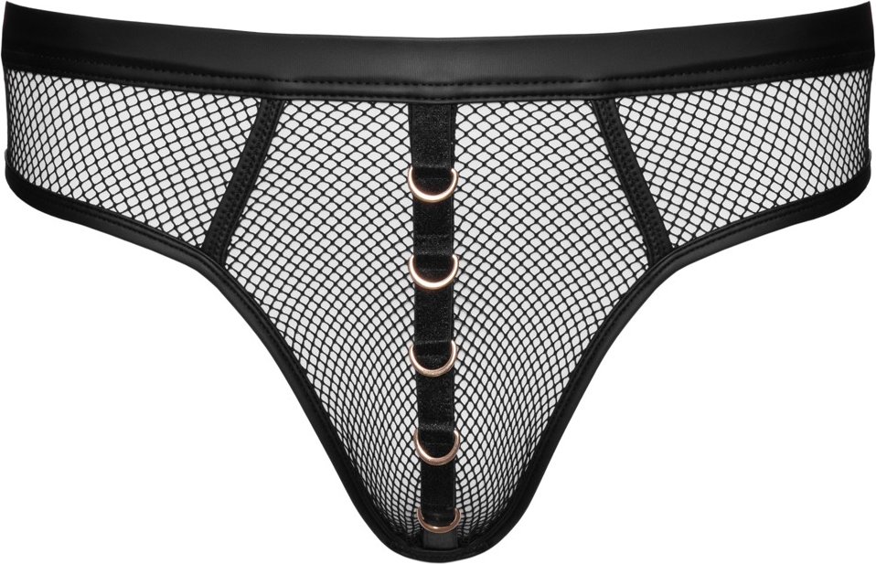 Netz-String mit stylischen Wetlook-Details