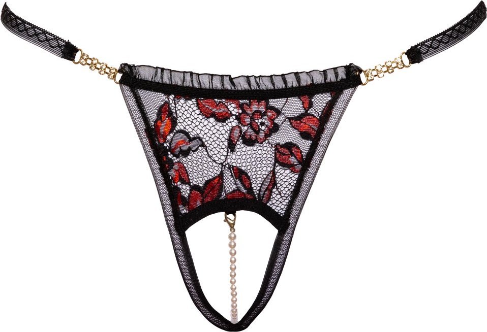 Riostring ouvert aus 2-farbiger Spitze mit Strassdetails