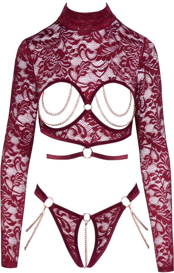 Ouvert-Set aus Spitze und Samt