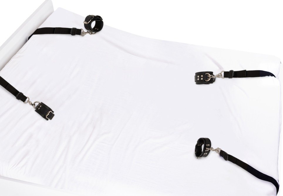 Bettfessel-Set mit Hand- und Fußfesseln aus Leder